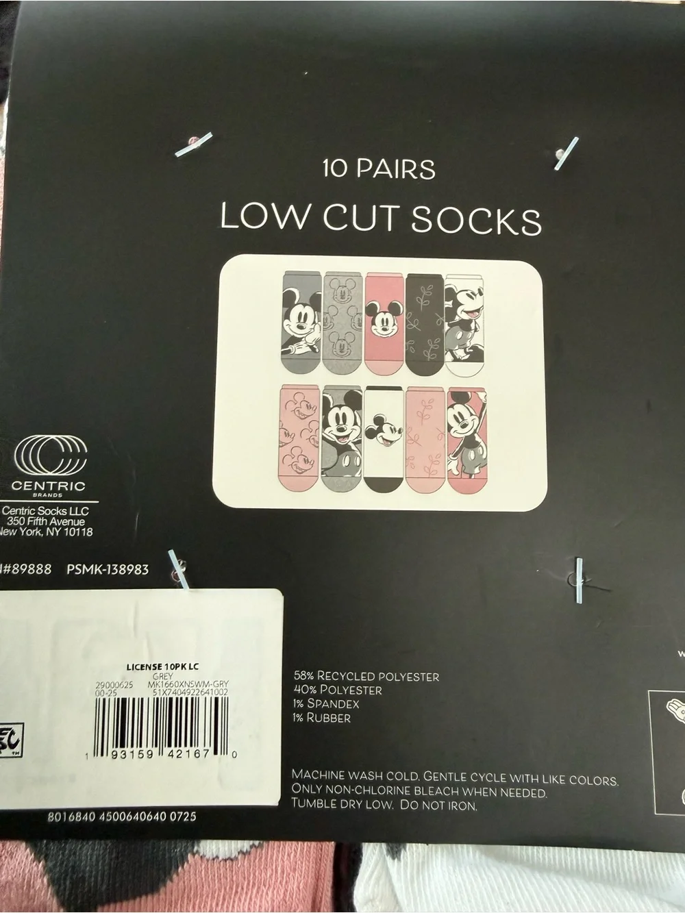 Disney Mickey Mouse Low Cut Socks - Gray & Pink. 10 pair